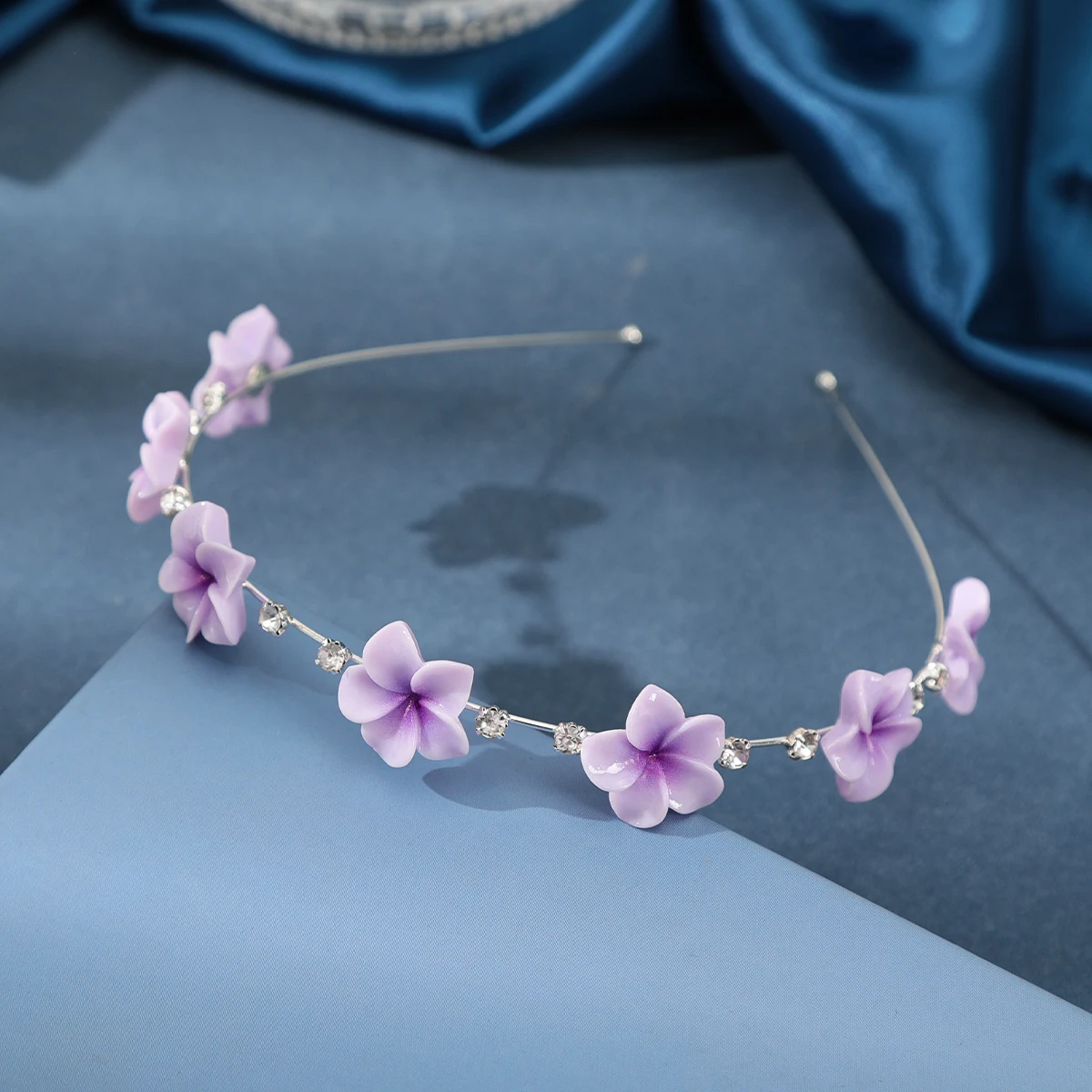 AWAYTR Elegant Rhinestone Flower Hairbands Headband Women Girls Plumeria Hair Head Hoop Band Accessories Headdress