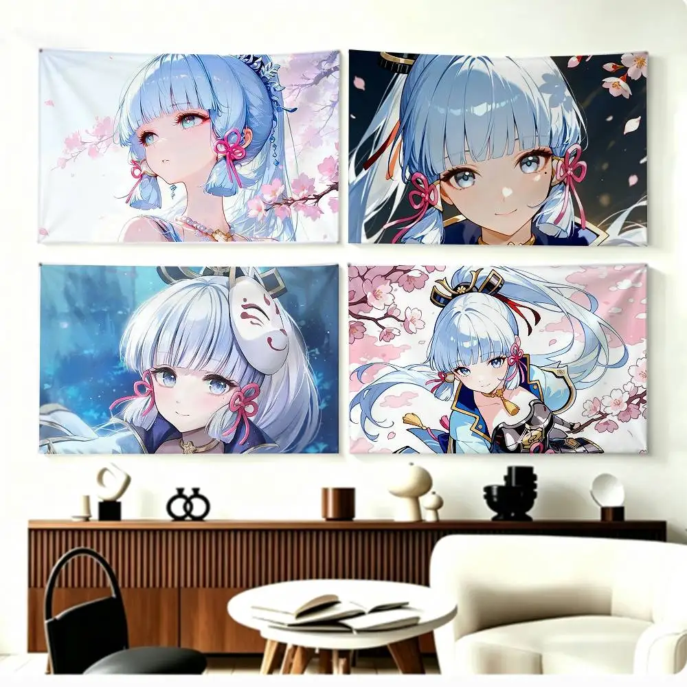 

Genshin Cryo sword DPS K-Kamisato A-Ayaka Flags Wall Hanging Background Art Banner for Bedroom Home Outdoor Decor