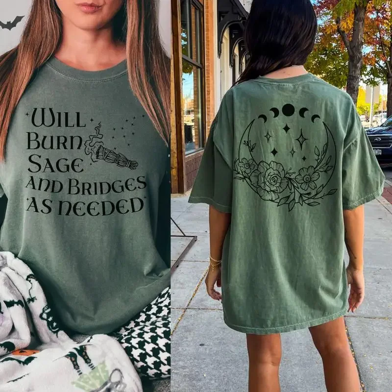 Will Burn Sage T Shirt Halloween Witch Aesthetic Magic Basic Feminism Witchy Vibes Tarot
