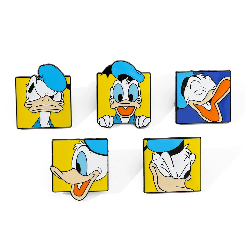 5-teilige kreative Anime-Cartoon-Brosche, bunte Donald Duck-Emaille-Anstecknadel, Metallabzeichen, Schmuck, Kleidung, Rucksack, Zubehör, Geschenk
