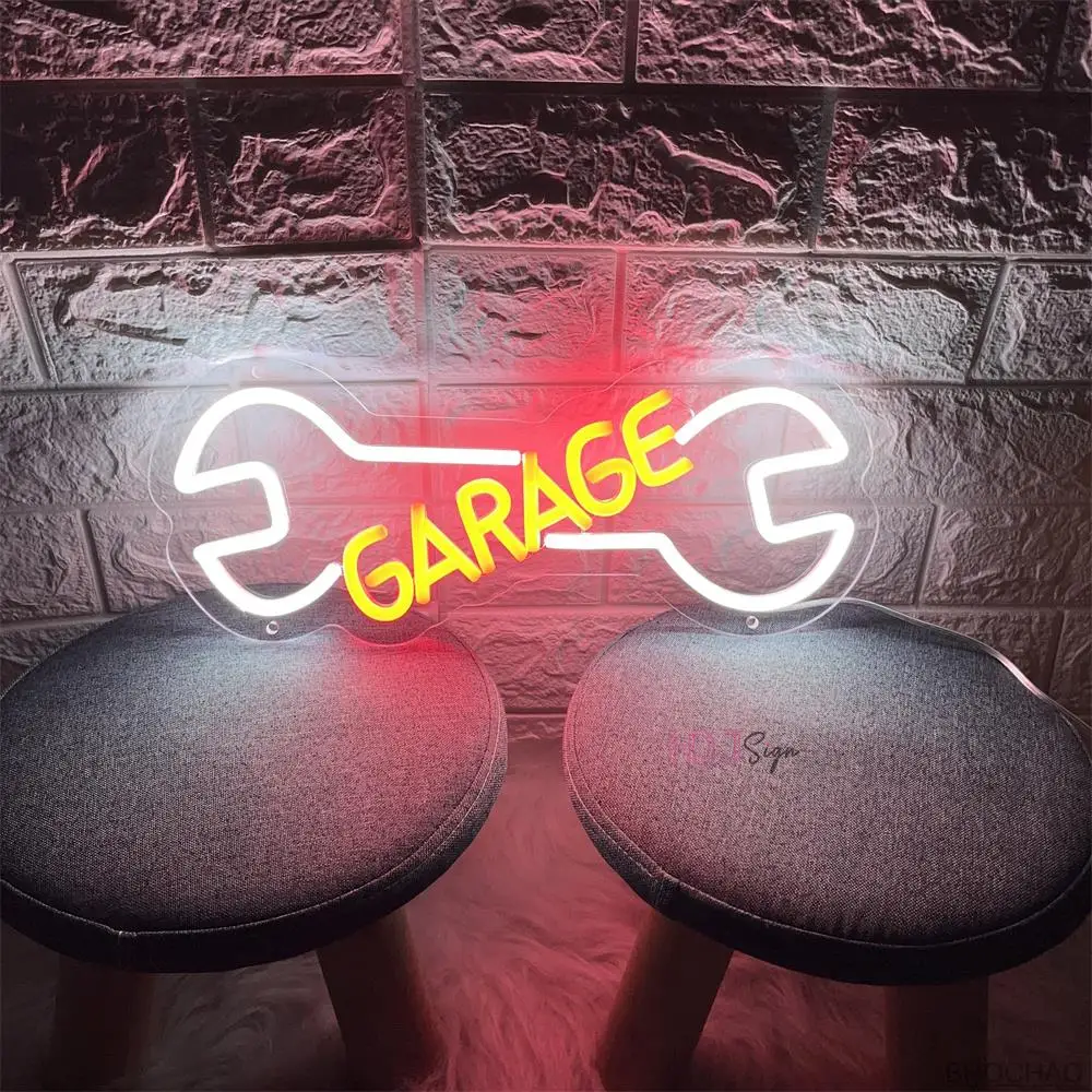 Garage Neon Sign Lights Car Auto Repair Shop Led Neon Sign Gaming Room Decoration Wall Hanging Sign Busigness Open Neon Lights