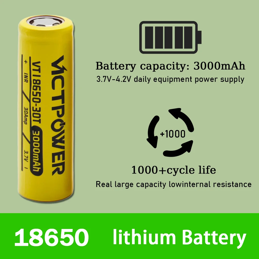 Victpower Original 3.7V 3000mAh 18650 batterie Rechargeable 18650 Lithium haute courant 30A Batteries de puissance pour outil de tournevis