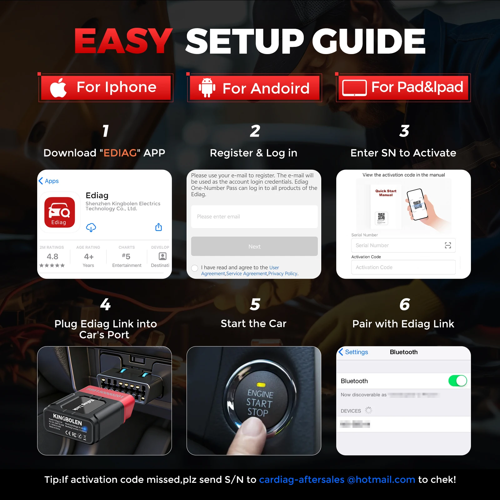 2026 KINGBOLEN Ediag Link All System 10 Reset OBD2 Scanner FCA CAN FD Bi Directional Tool PK Ediag Elite AIOBD EDIAG MINI ELM327