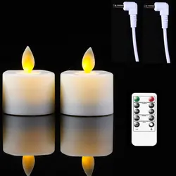 2/3/6 Pcs Rechargeable Remote Control Moving Wick Wedding LED Candles Warm White Dancing Flame Church Votive Tea Light Candles