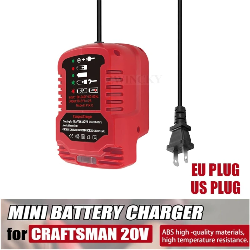 

Зарядное устройство для литиевой батареи Craftsman V20, 20 В, мини-зарядное устройство для CMCB202 CMCB204 CMCB206 CMCB104, простая в использовании вилка европейского/американского стандарта