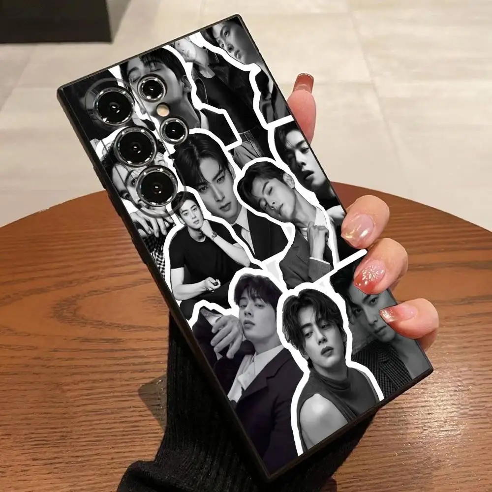 C-cha Eun woo EunWoo coque de téléphone pour Samsung S25, S24, S21, S22, S23, S30, Ultra, S20, Plus, Fe, Lite, 5G couverture noire