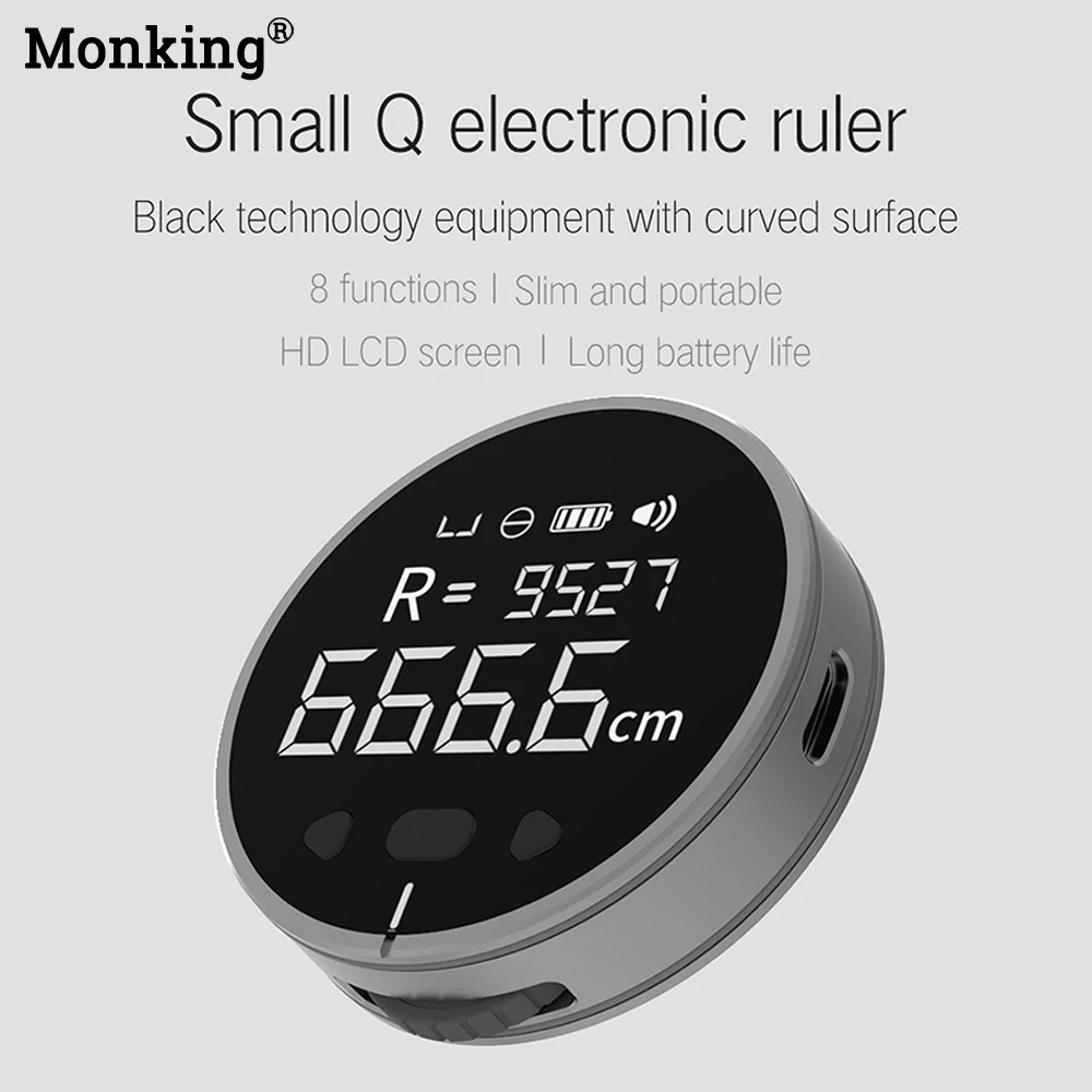 Monking Electronic Digital Tape Measure with LCD Display Digital Ruler Smart Rolling Measuring Tool for School Office Supplies