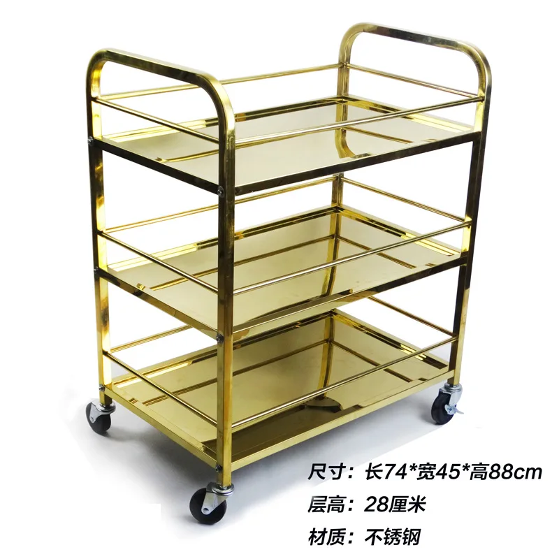 Titanium wine , luxury three-layer dessert cart, European restaurant dining cart cooking 4s shop tea cart