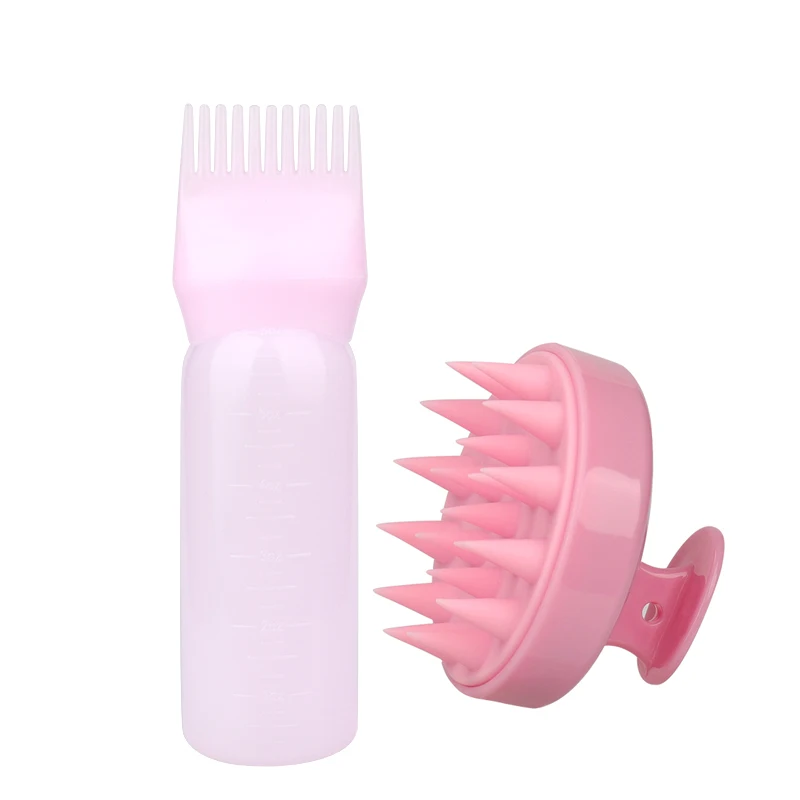 Scalp Massager Shampoo Brush and Root Comb Applicator Bottle  2 sets