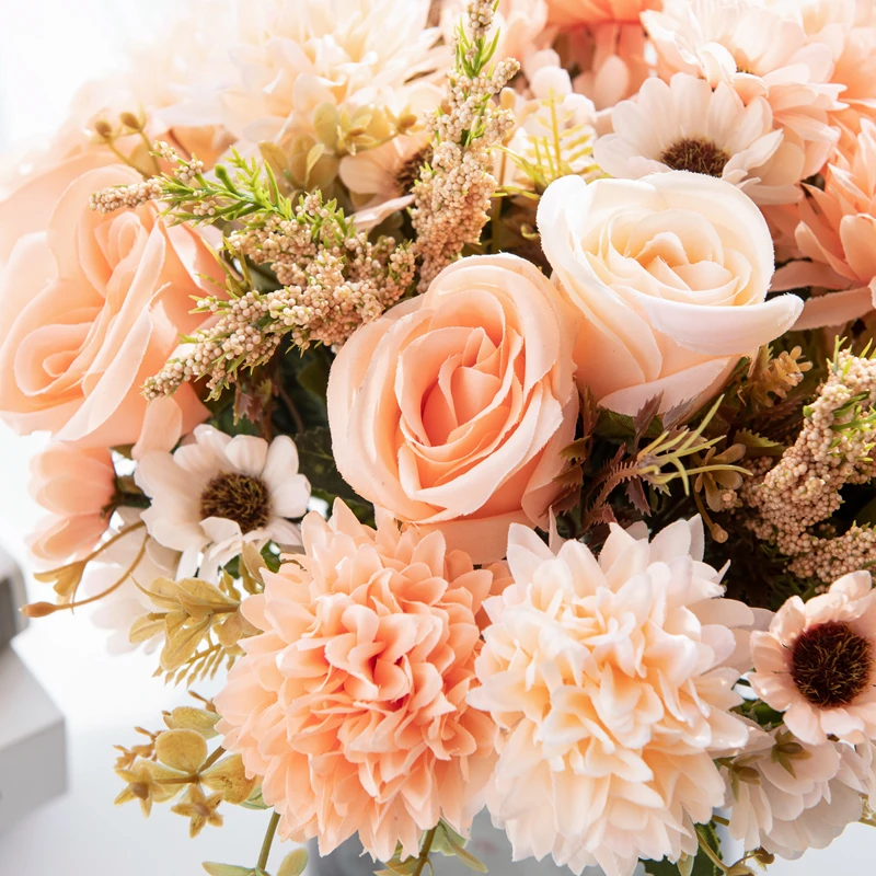 1PC Künstliche Blumen Günstige Neue Jahr Dekoration Hochzeit Garten Pfingstrose Bogen Weihnachten Hause Gefälschte Seide Rose Hortensien Vase für – Detail 19