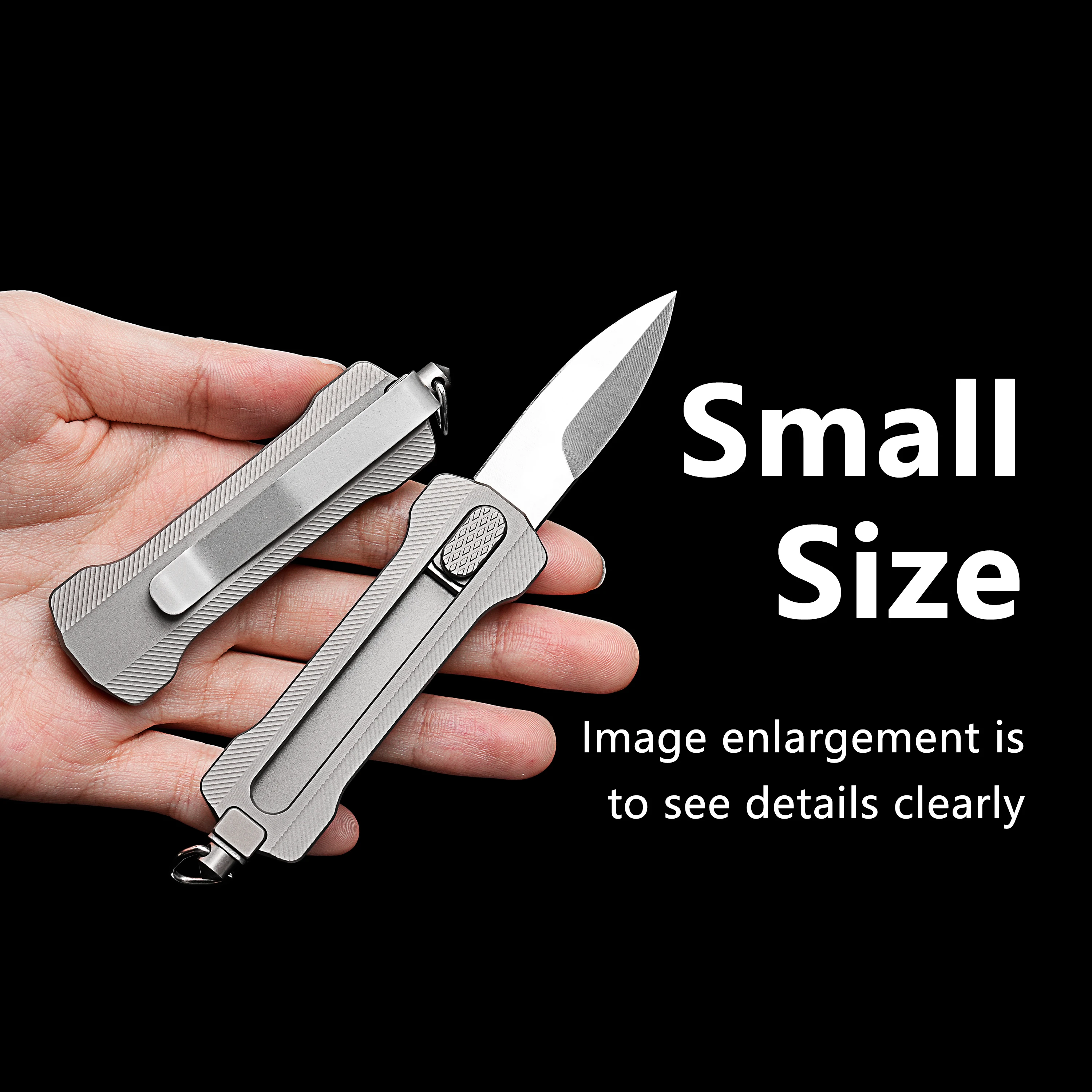 Small utility knife titanium alloy handle D2 blade Outdoor portable pocket knife with pocket clip Popular cutting knives edc