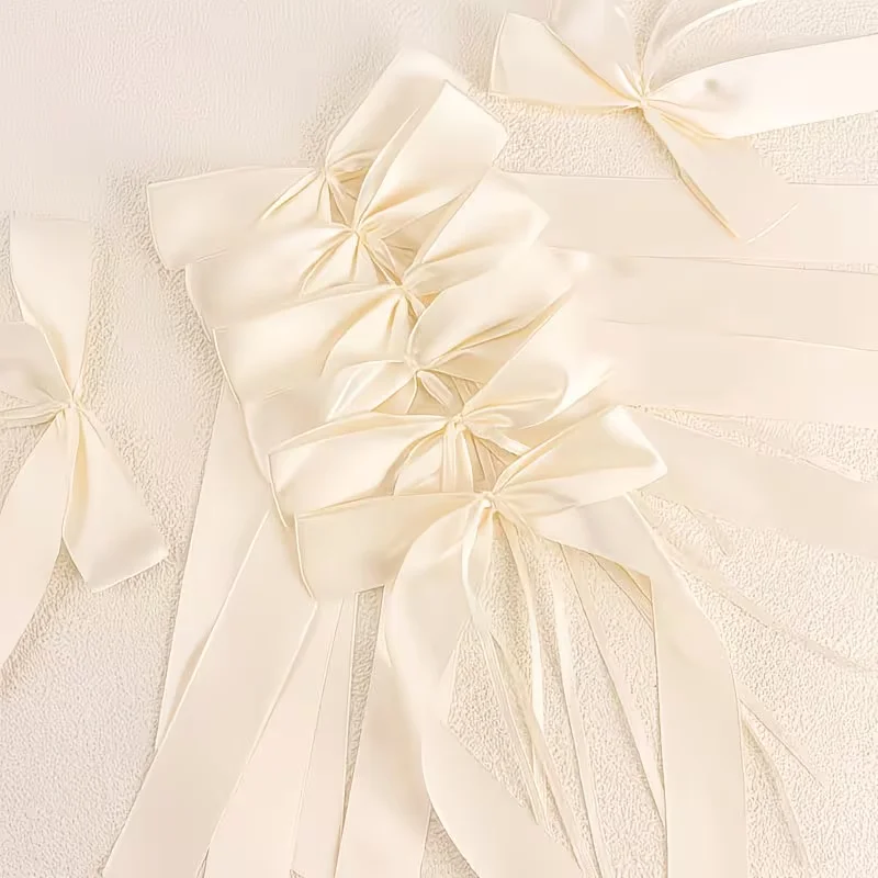 8 Pack Pre-Tied Satin Ribbon Bows, Pink Red White Blue for Wedding Birthday Christmas Mothers Valentines Day Cake Wreath Decor