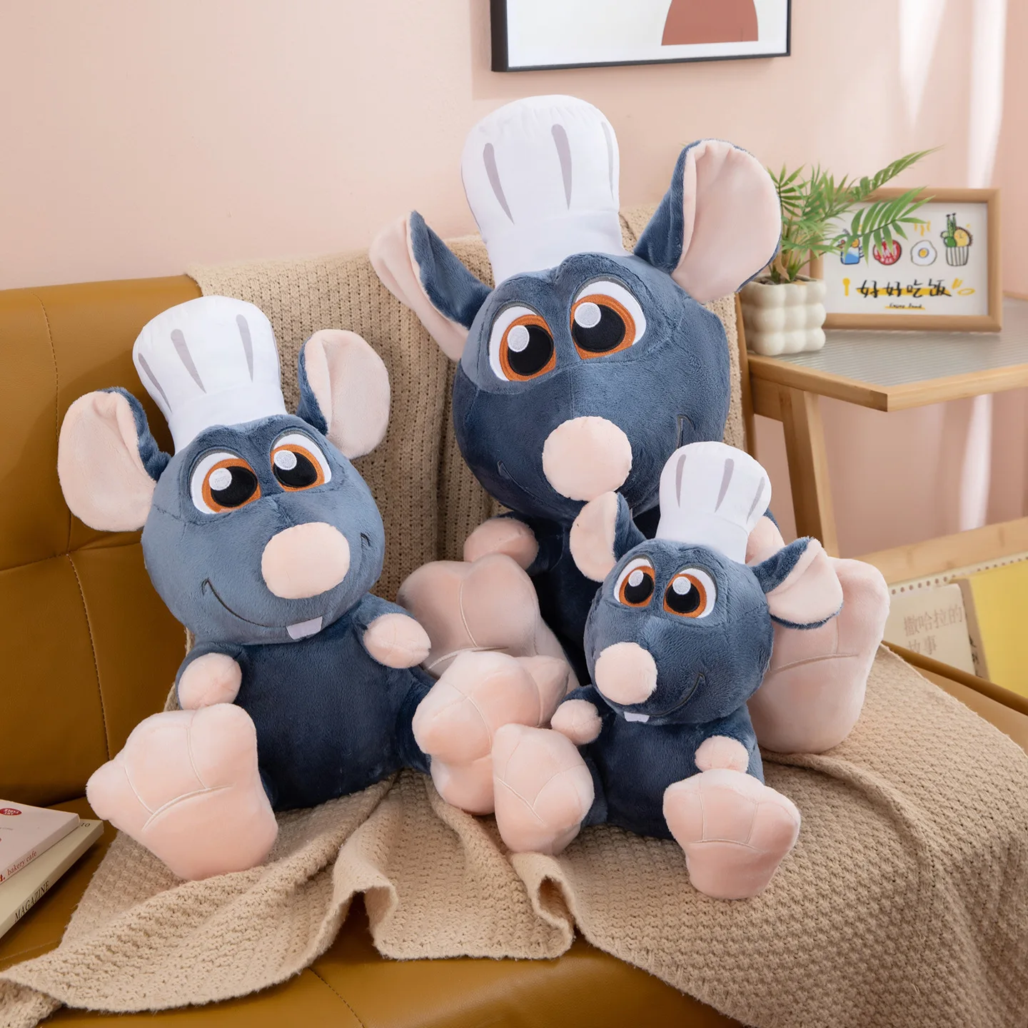 Chef Mouse Plush Toy for Kids Birthday and Christmas Gifts Cute Cooking Rodent Stuffed Animal Fun Prank Doll Wholesale