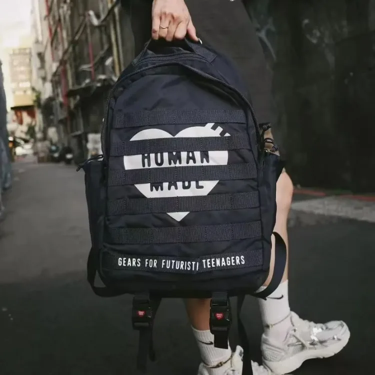 HUMAN MADE Military Workwear Nylon Backpack Trendy Large Capacity Unisex Men Women Casual Bag
