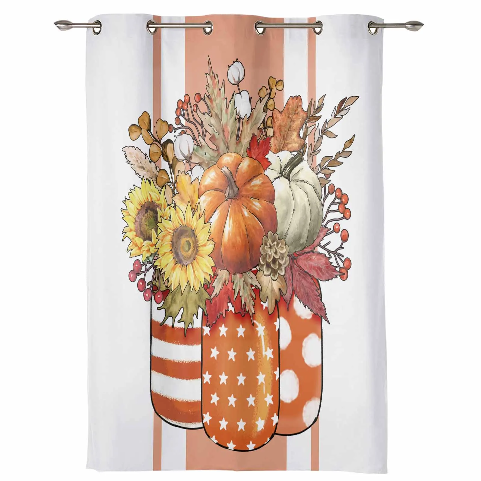 Autumn Maple Leaf Bouquet Modern Window Curtains for Living Room Bedroom Curtain Home Decor Balcony Drapes