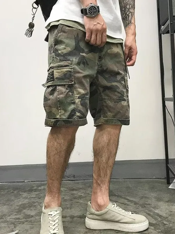

Модная камуфляжная рабочая одежда, мужские летние брюки 202, новые молодежные прямые хлопковые повседневные брюки в американском стиле ретро с несколькими карманами