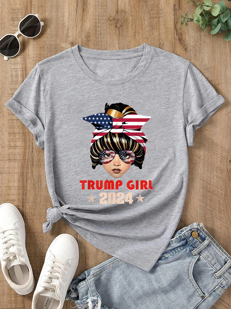 4th Of July Trump 45 47 Trump Girl 2024 T-Shirt Fun cute tops for teen graphic tees women t-shirts t shirts for women