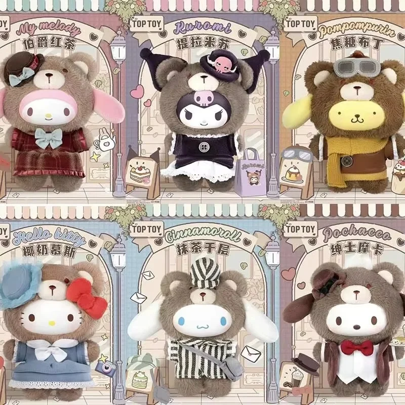 Personaggi Sanrio Tè pomeridiano Serise Cieco Scatola Ciondolo per bambola Vinile Bambole Kawaii Kuromi Cinnamoroll Hello Kitty Regalo per bambini