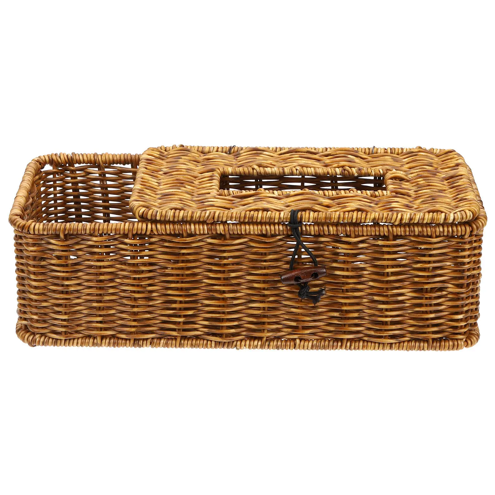 

Imitation Rattan Tissue Box Multifunctional Woven Napkin Holder Desktop Tissue Organizer Container Paper Dispenser for Bathroom