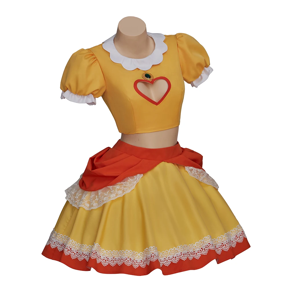 Daisy Cosplay Game Costume Women Sexy Cute Orange Crop Top Skirts Suit Halloween Carnival Party Comic Con Princess Lolita Dress view 4