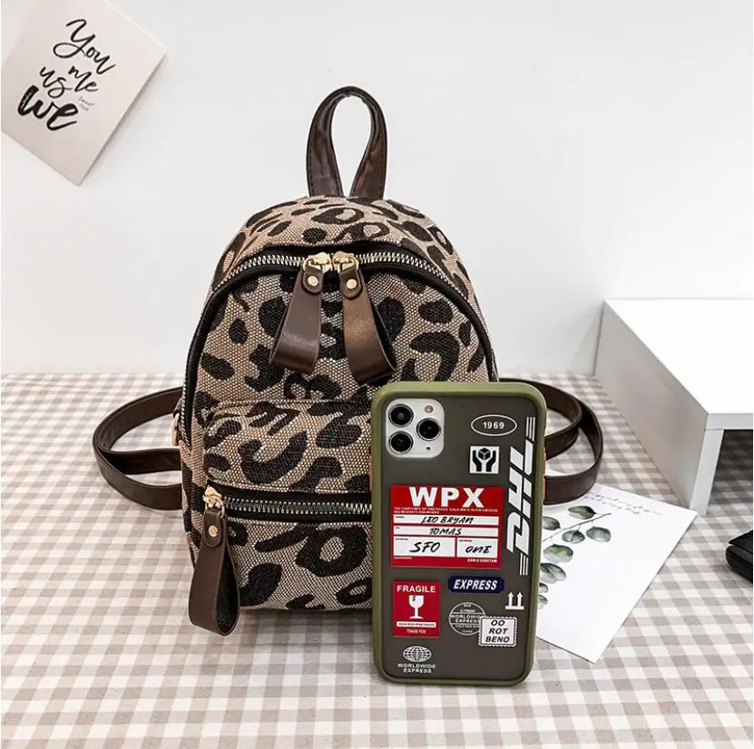 Women\'s Bag New Fashion Leopard Pattern Backpack Travel Small Backpack Small Bag Messenger Bag