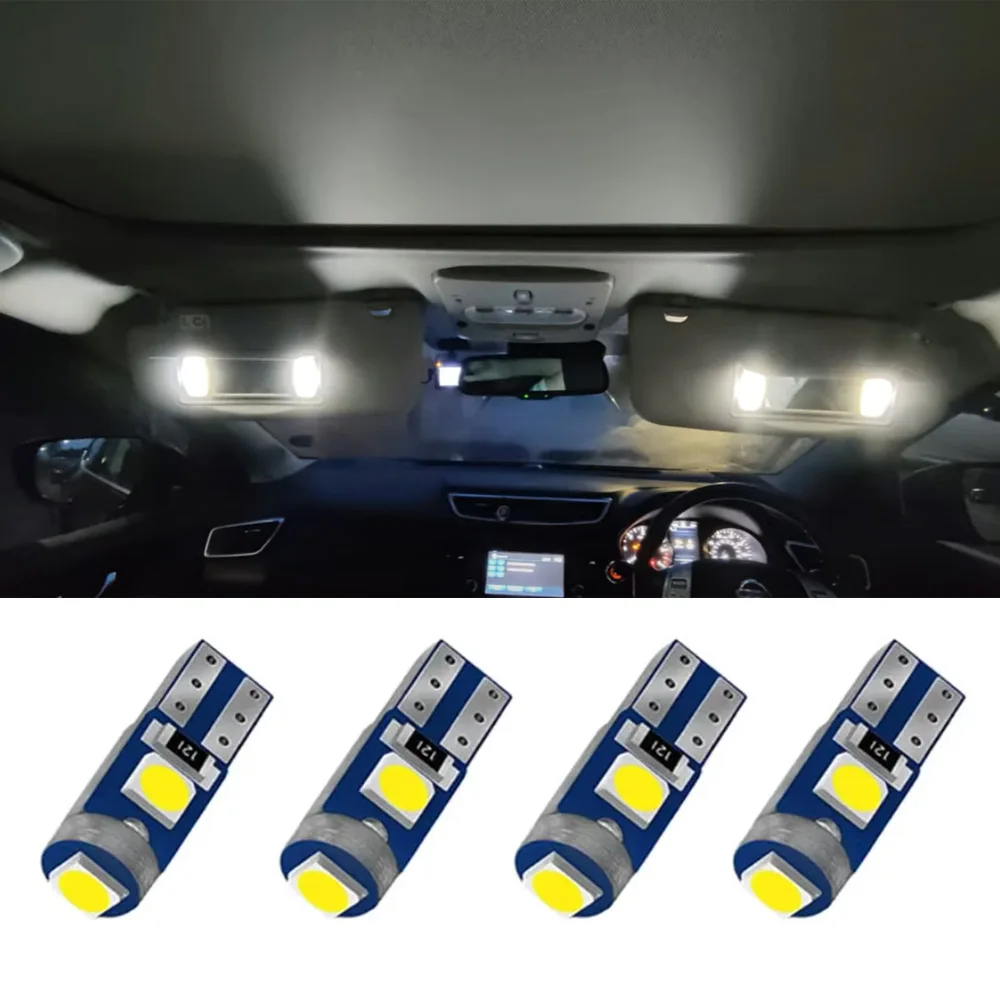 4Pcs Sun Visor Vanity Mirror LED Light Bulbs For Nissan Qashqai  J11 J12 2013-2022 White Canbus