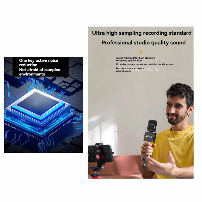 A47Z Comica Revo S Wireless Microphone 48Khz/24Bit Cardioid Polar Pattern, Denoise For Smartphone Interviews And Outdoor Use