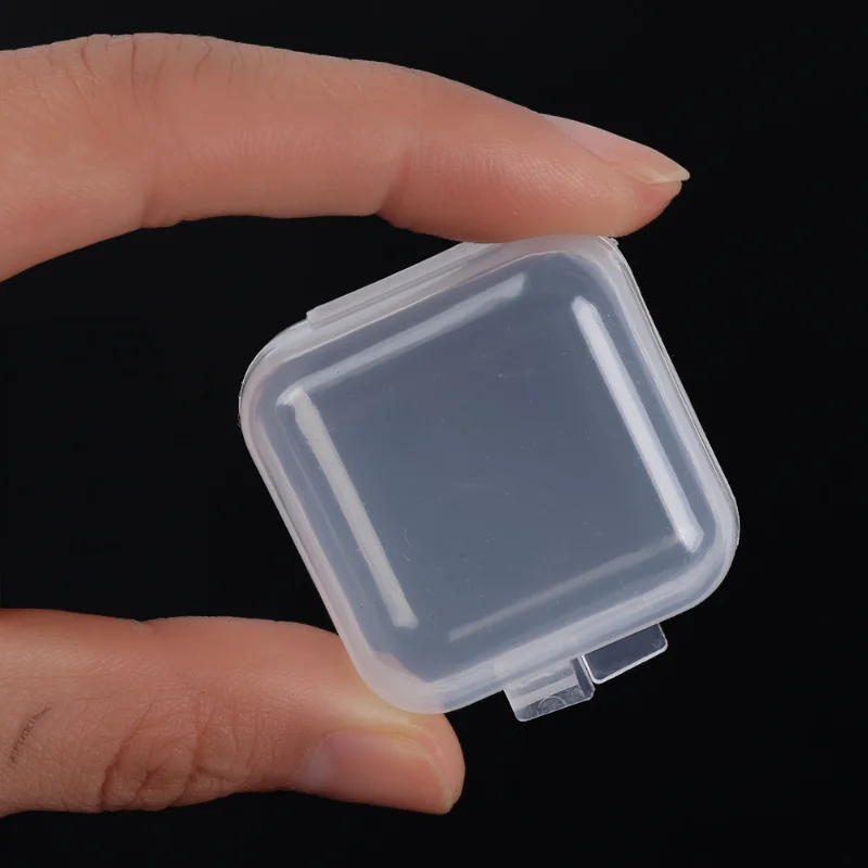 Mini contenedores de plástico transparentes portátiles, caja de almacenamiento transparente para artículos artesanales, tapón antipolvo para medicina, estuche para joyería