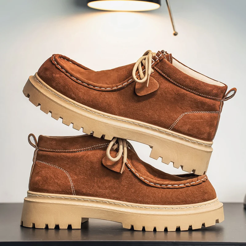 جديد جودة عالية اليدوية الرجال عادية البقرة المدبوغ أحذية من الجلد الخريف الشتاء اليابانية الأدوات حذاء من الجلد الأعمال الصحراء الأحذية #4