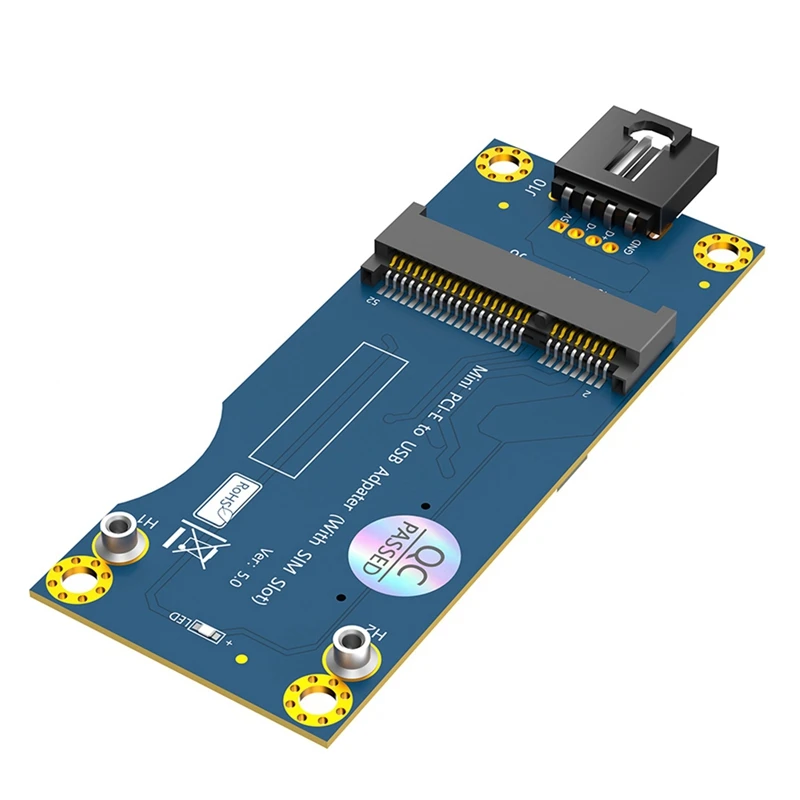 Adaptador Mini PCI-E para USB com slot para cartão SIM para módulo WWAN/LTE