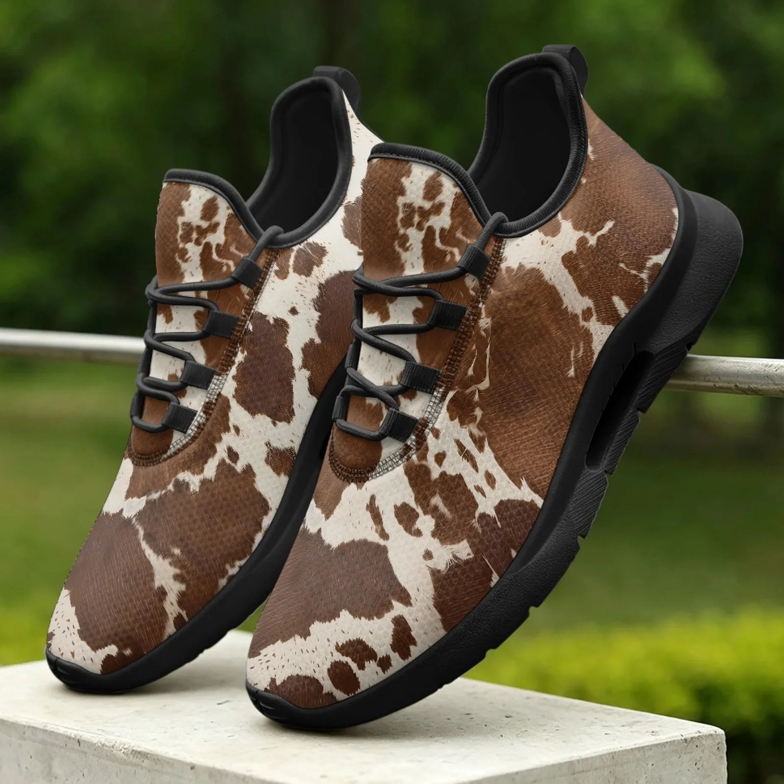 XIXIRIMIDO Women's Lace-up Casual Shoe Nurse Shoes Women's Sandals Men's Sneakers and Casual Shoes Tenis Feminino Cow Print