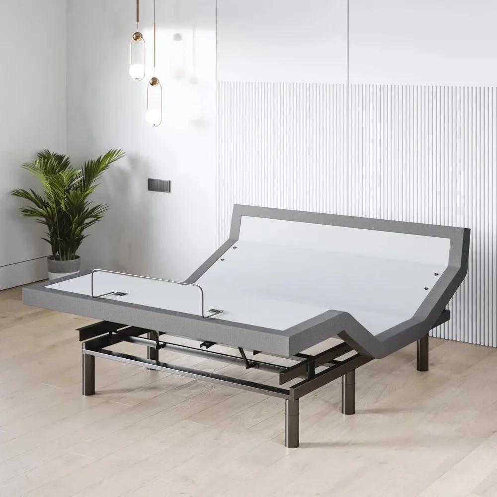 Adjustable Bed Base-Frame Only - Head and Foot Lift, Pillow-Tilt, Massage, Under-Bed Lights, USB, Memory Positions, Zero Gravity