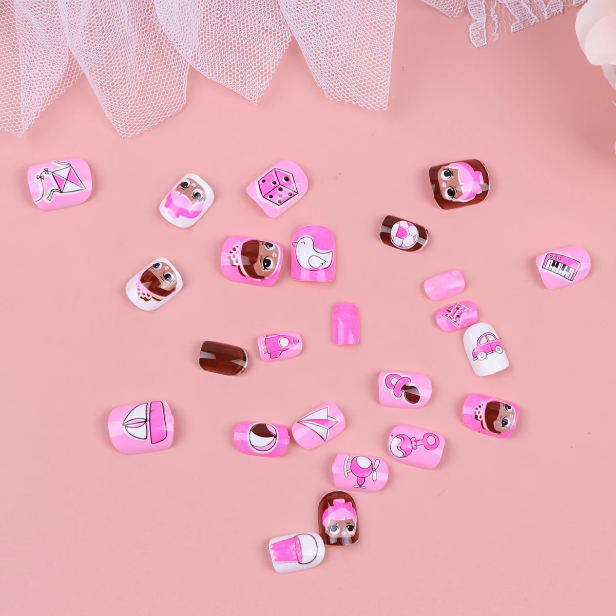 

Cartoon Manicure False Nails Sticker friendly Colorful Decals 3D Nail Art For Children Party Holiday DIY