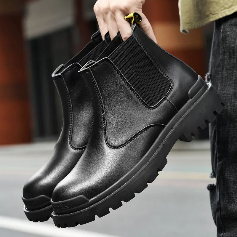 

Winter Warm Men Boots Comfortable and Casual Anti-slip Ankle Boots High-top Men's Shoes for Outdoor Travel Chelsea Fleece Boots