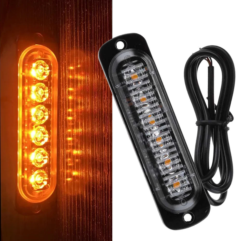 

2 pcs Car Front Grille Lighting 12V 24V Police LED Emergency Strobe Warning Lights Fireman Flash Beacon Yellow White Signal Lamp