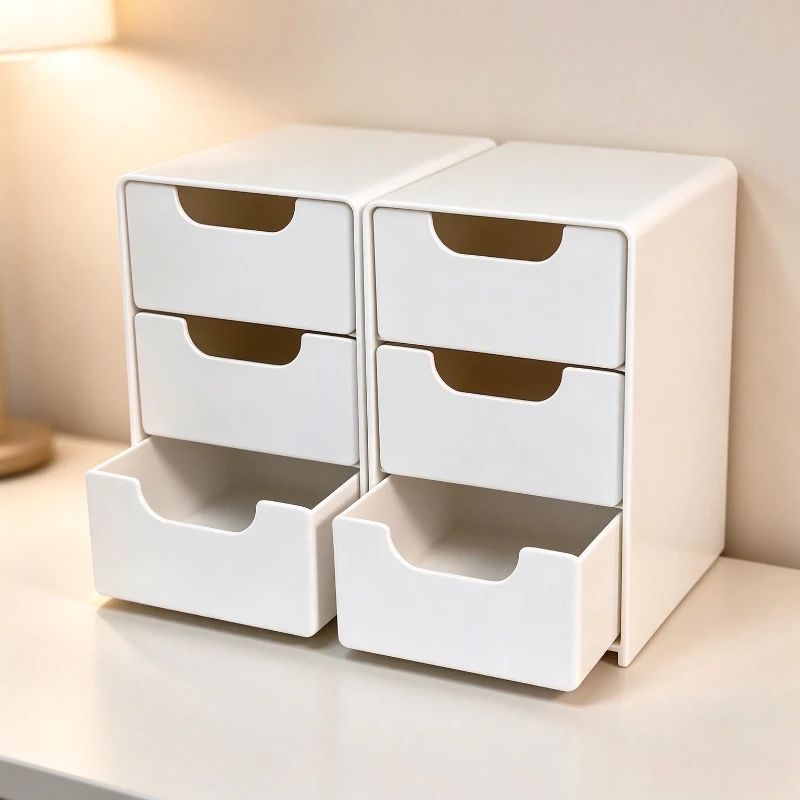 3 Tier Desktop Organizer with Drawers Plastic Storage Box for Stationery School Office Supplies Desk Drawer Cosmetic Jewelry Box