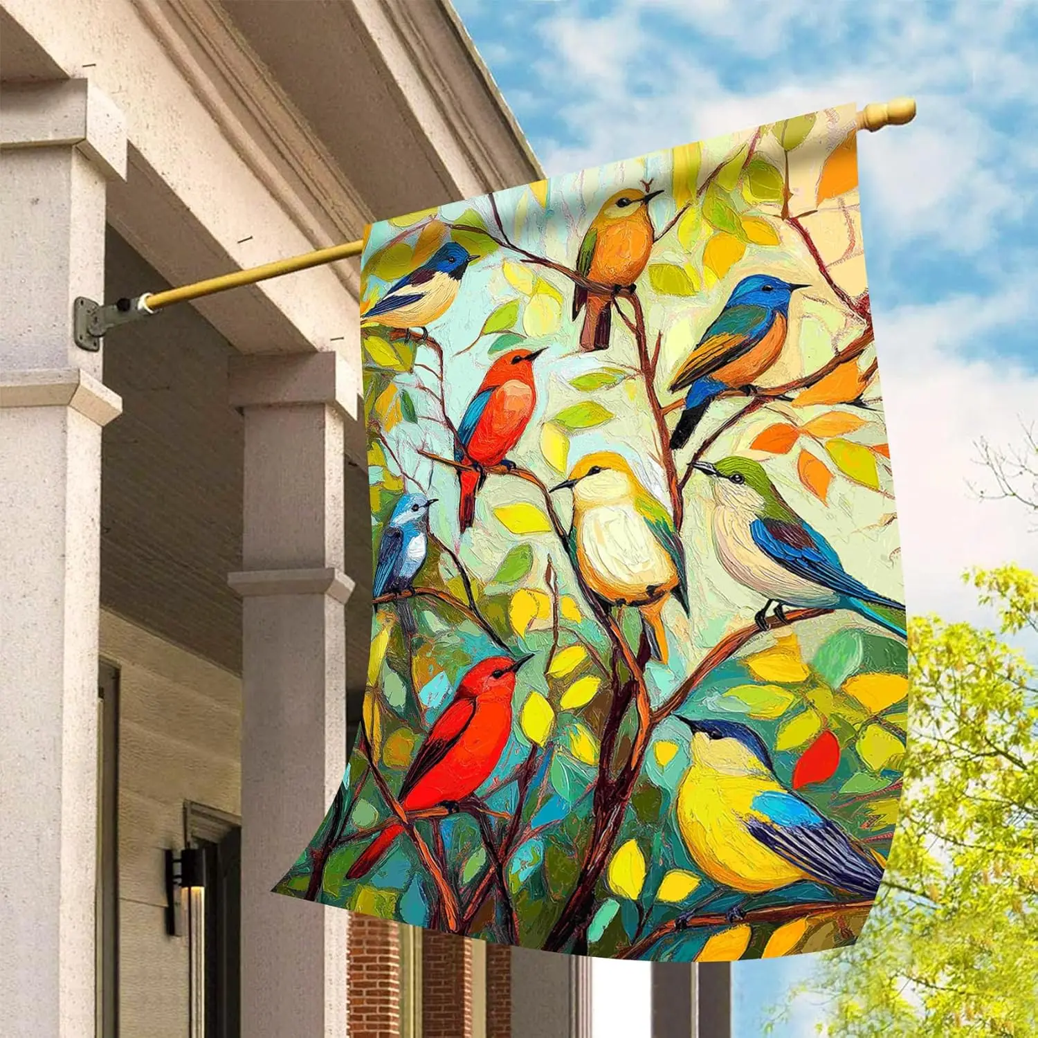 Morigins Tree Birds Spring Garden Flag Double Sided Welcome Seasonal Outdoor Yard Flag Outside Porch Decor House Flag 28×40  SSL view 5