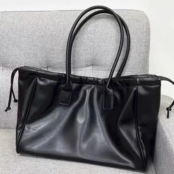 Large Capacity Casual Tote Bags And Purses Luxury Designer Handbags For Women 2023 New PU Drawstring Buckle Closure Shoulder Bag