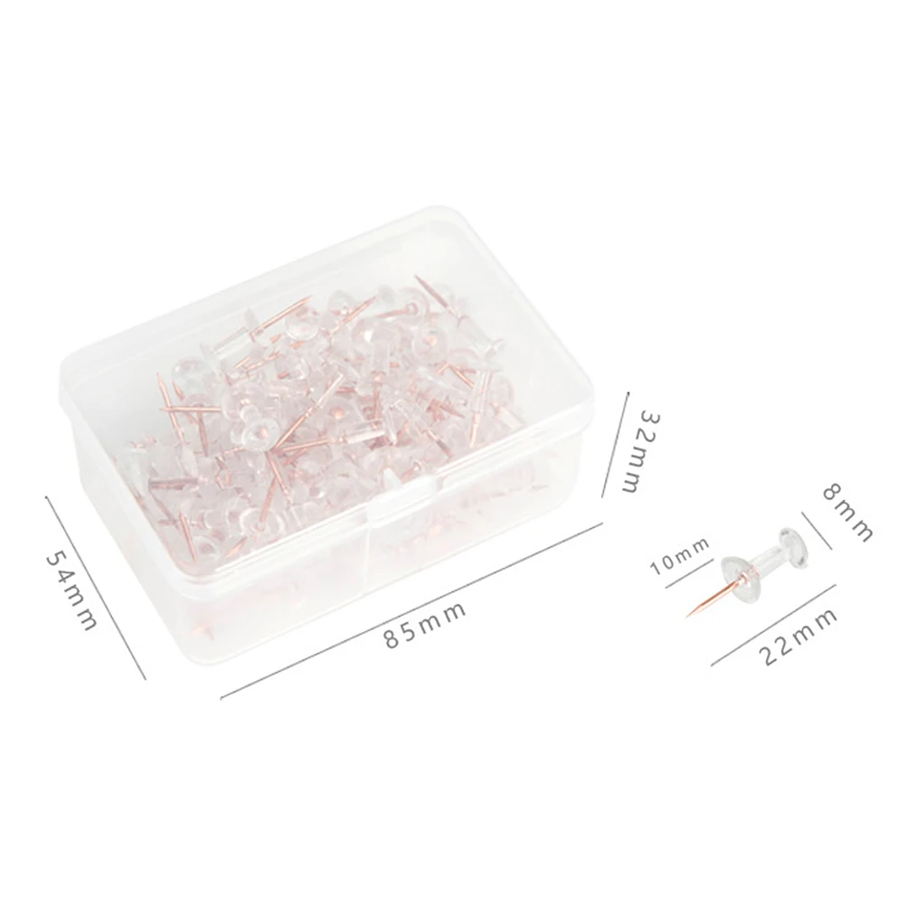 

of Creative Rose Gold Transparent Color Pushpins Map Push Tacks for Office 2.2x0.8cm