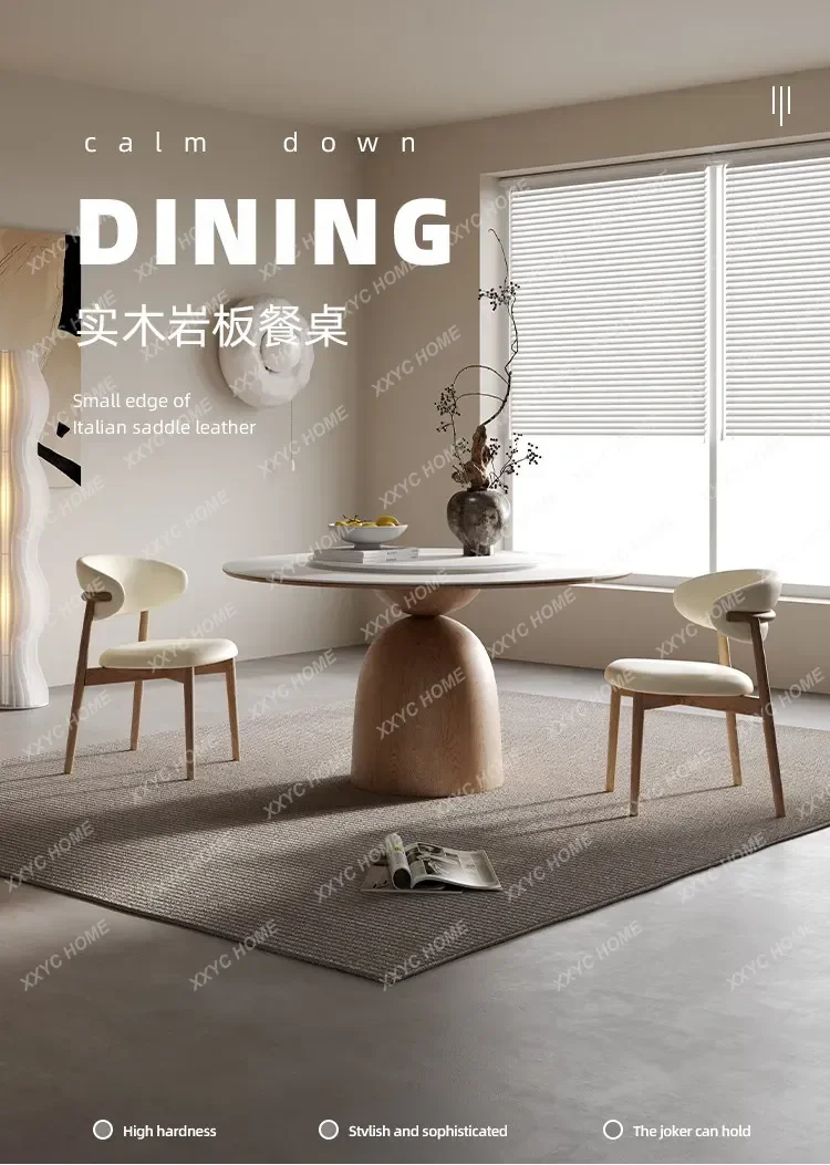 Beautiful  Modern Cream Style Design Luxury Dining Table White 6 Persons Living Room Round Dining Table Faux Marbles Nordic Furn