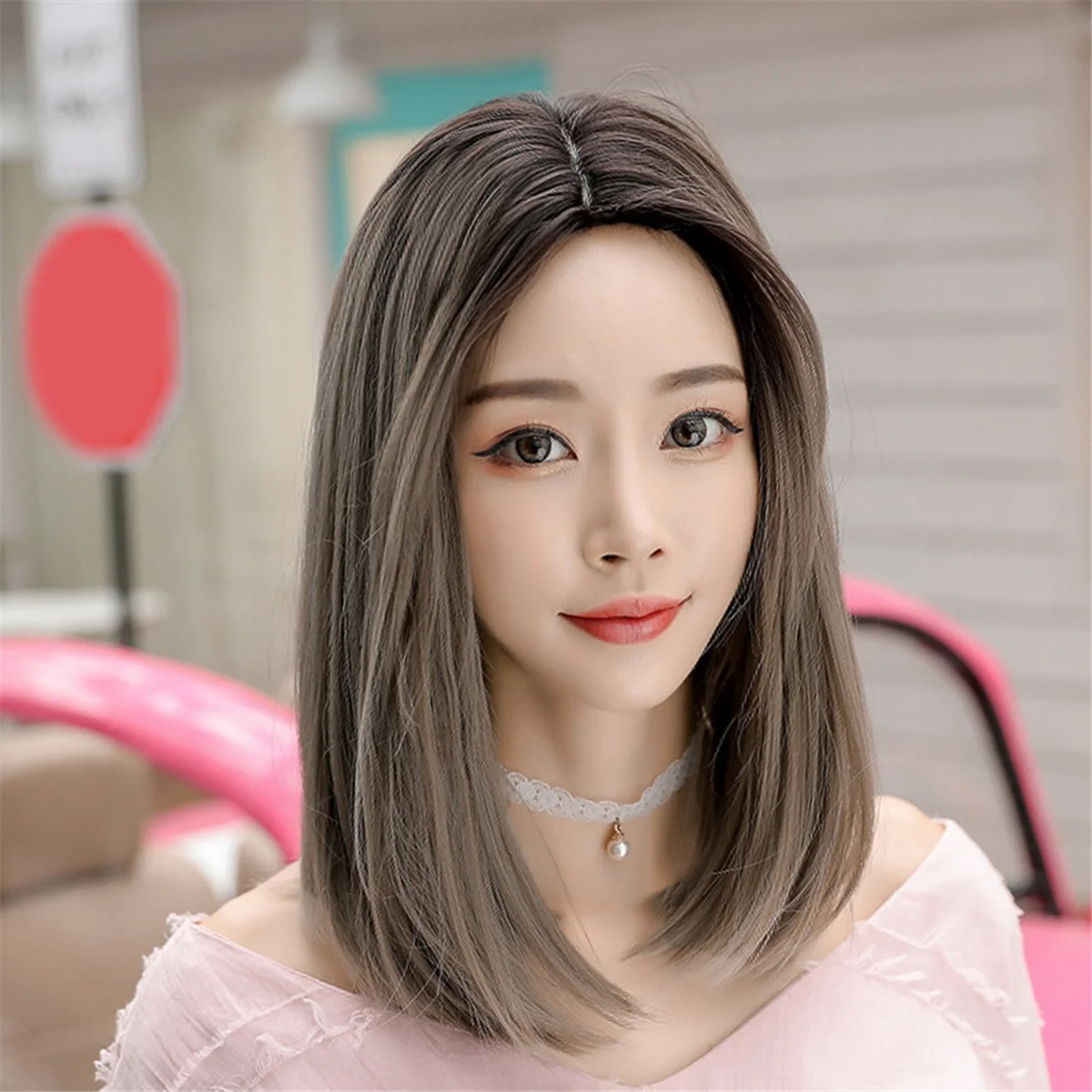 Wig Wig for Women, Natural Looking Short Wig , Short Straight Wig for Daily Korea Versions Coffee