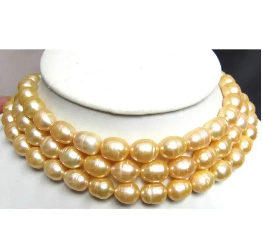 

8-9mm natural akoya yellow pearl necklace 49''