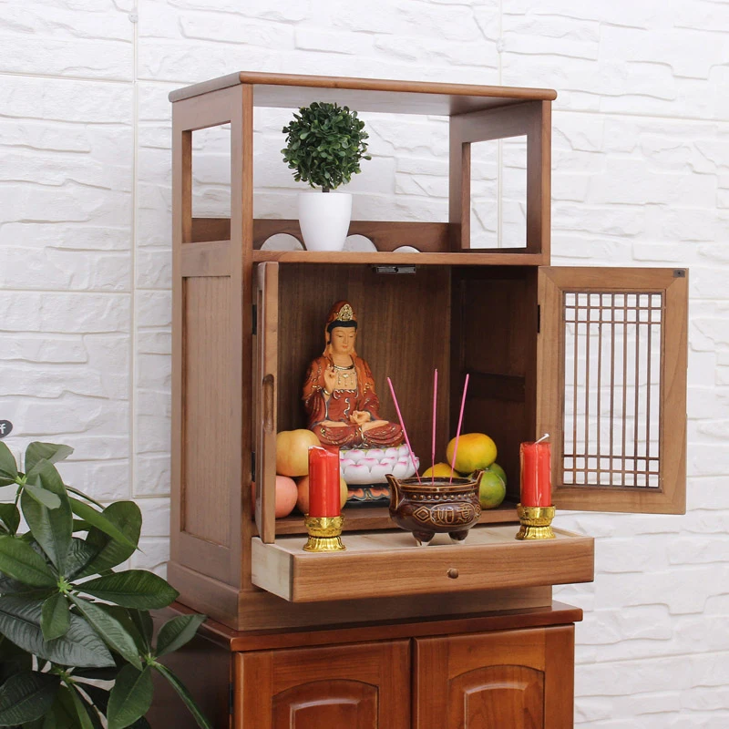 CX armario de pared de nicho de Buda, armario de ropa de madera maciza, gabinete de Altar de estilo chino moderno, Bodhisattva