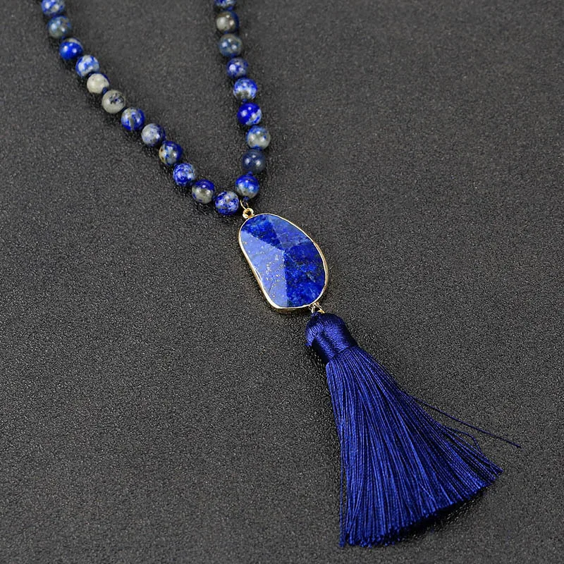 

Natural Stone String Pendant Tassel Horse Necklace DIY Pendant Simple for Men and Women Couples