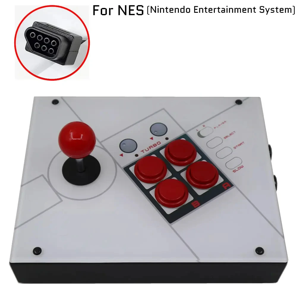 Arcade Gaming RAC-J600S-NES 6 Buttons 7 Pin Hitbox Stick Joystick Console Artwork Panel For Original NES Game Box Console