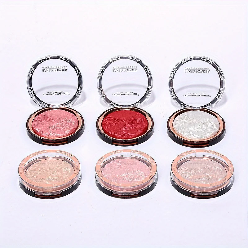 Emboss Shimmer Highlighter Geperst Poederpalet Gezicht Fleuren Make-up Mat Roze Rood Gezicht Blusher Make-up Cosmetica Glitter