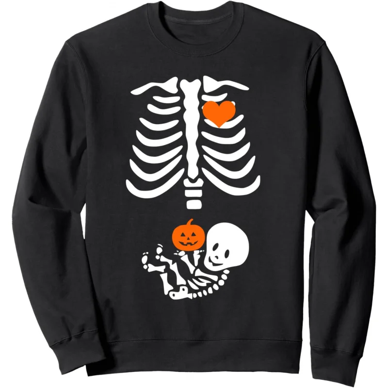 Skeleton Halloween Women's Hoodie Interesting Announcement Sports Shirt