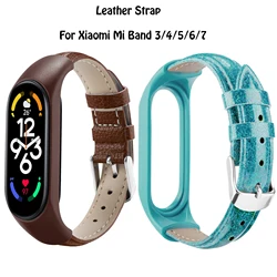 UTHAI Mi Band 3 4 5 6 7 Leather Sports Ring Horloge Riem Pulsera Correa Mi Band 4 Polsband Voor Xiaomi Mi Band 5 4 3 Armband