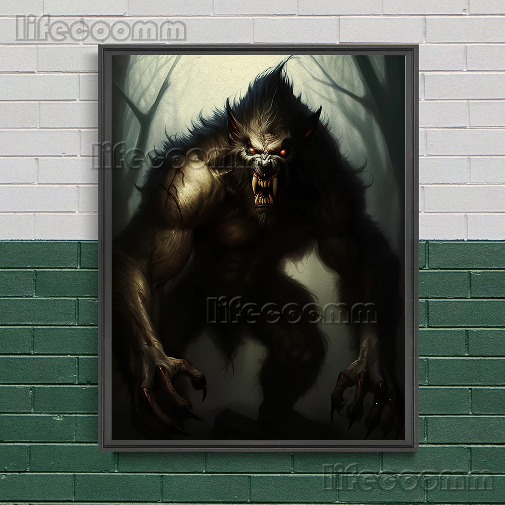 Terror Rabbit,Crow,Spider,Giant Wolf,Owl Vintage Wall Art Canvas Painting Mysterious Animal Creature Art Poster Print Home Decor