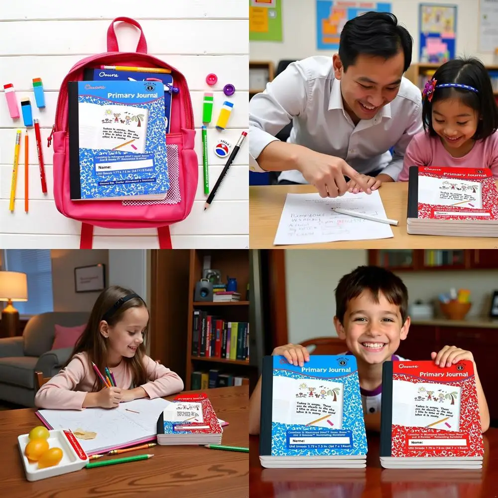 50-Sheet Primary Ruled Notebooks for Kids, Bulk Pack of 48, Ideal for Drawing & Writing, Ages K-2, Back to School Essentials